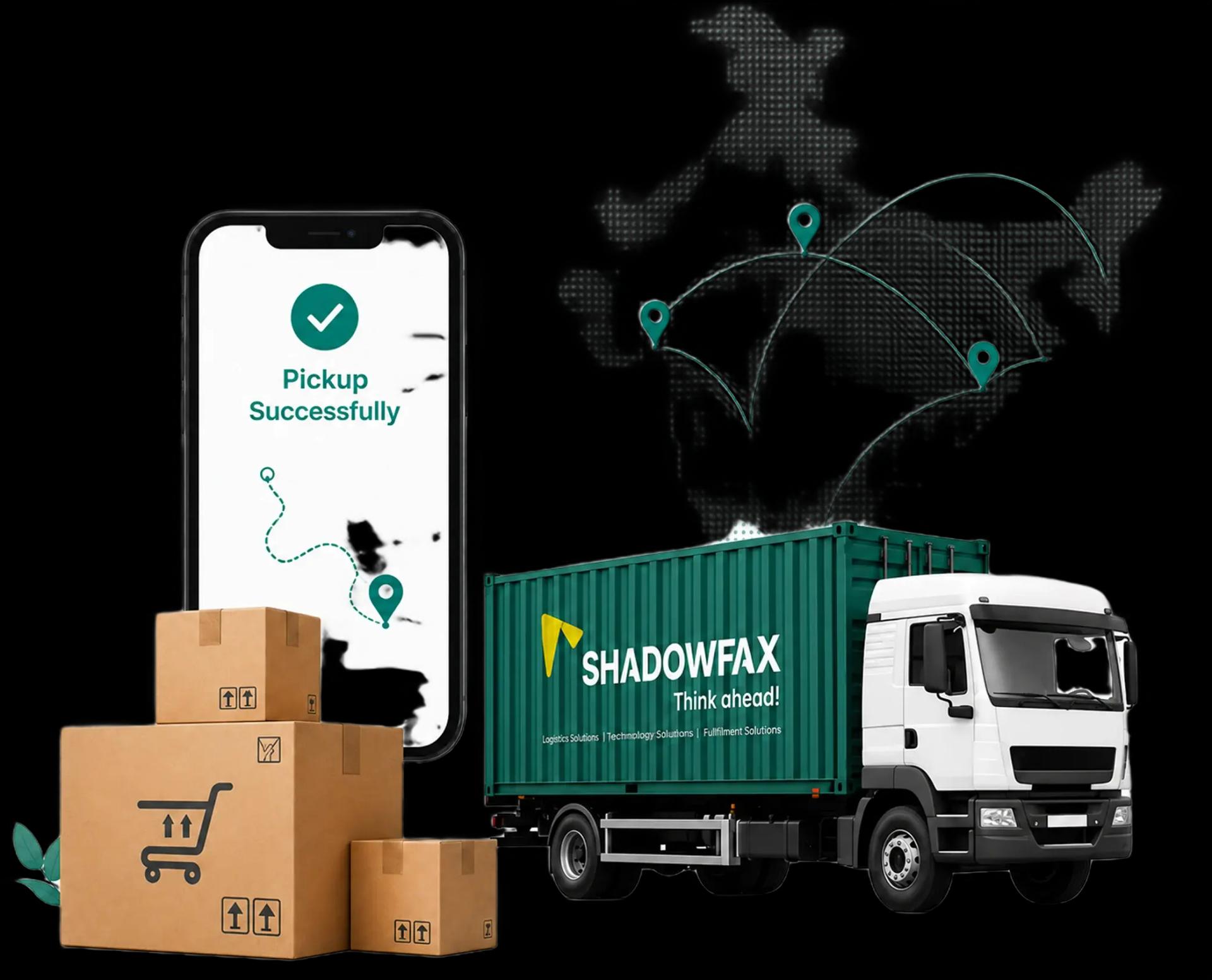 Shadowfax delivery tracking on mobile and logistics truck