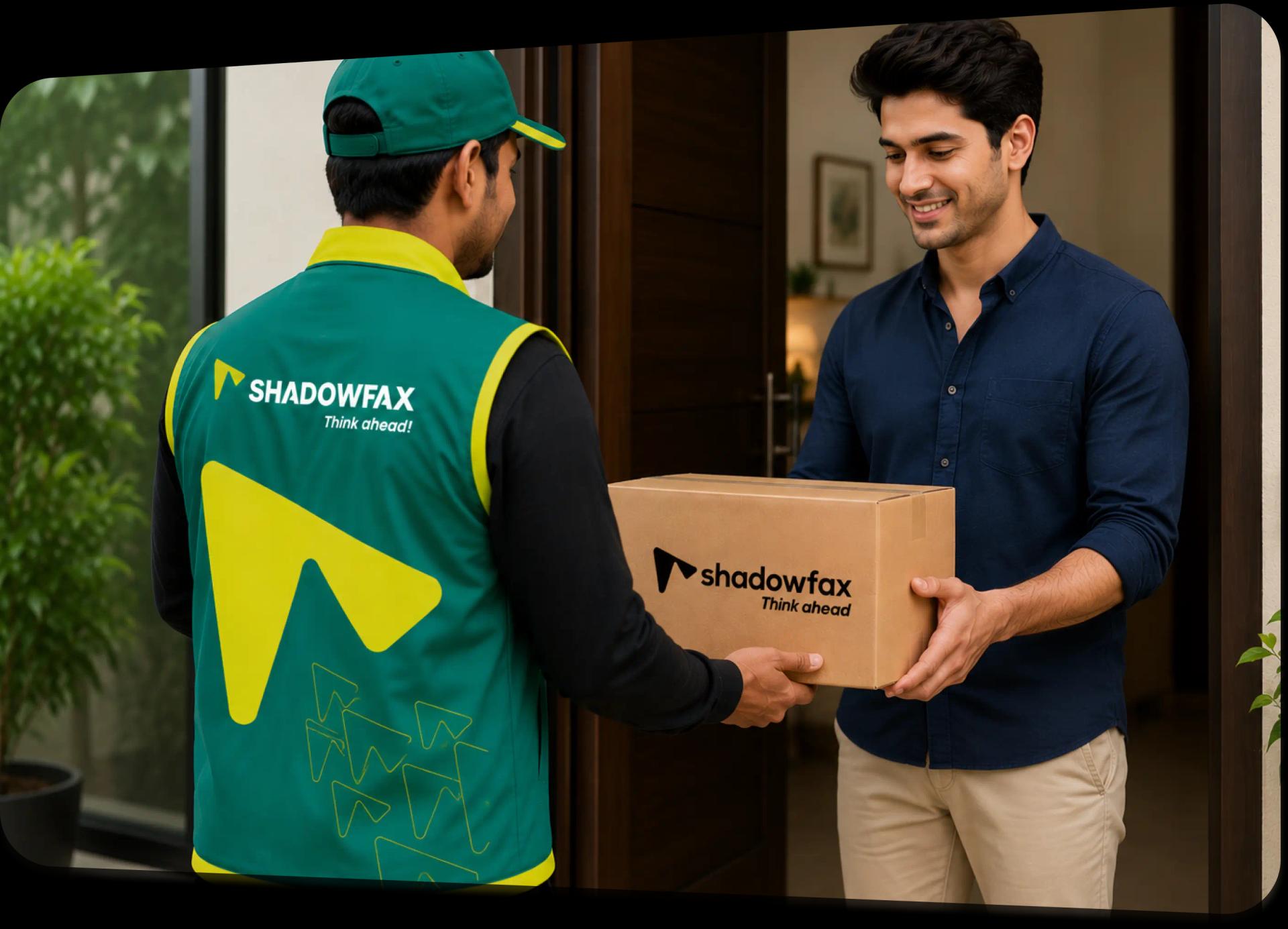 Shadowfax delivery personnel holding package